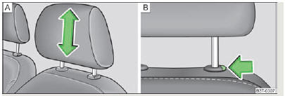 Fig. 46 Appuie-tête : réglage/démontage