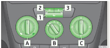 Fig. 88 Chauffage : organes de commande