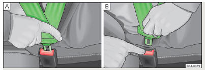 Fig. 118 Bouclage/débouclage des ceintures de sécurité