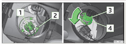 Fig. 172 Démontage : ampoule de l'antibrouillard/ampoule des feux de jour